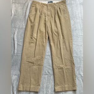 Polo Ralph Lauren Pants 38x32 Men’s Corduroy Khaki‎ Pleated Vintage